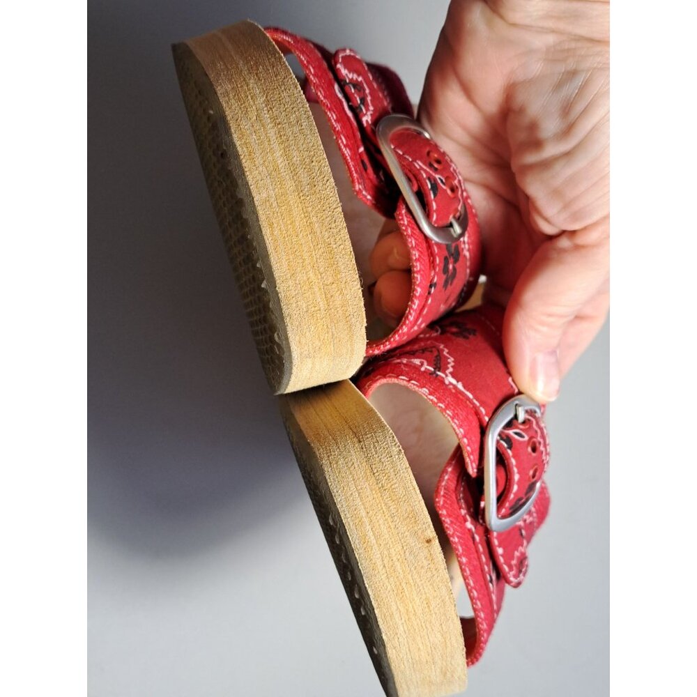 Skechers Somethin Else Bandana Red & Black Women US 8 Wooden Platform Sandal - Picture 6 of 12